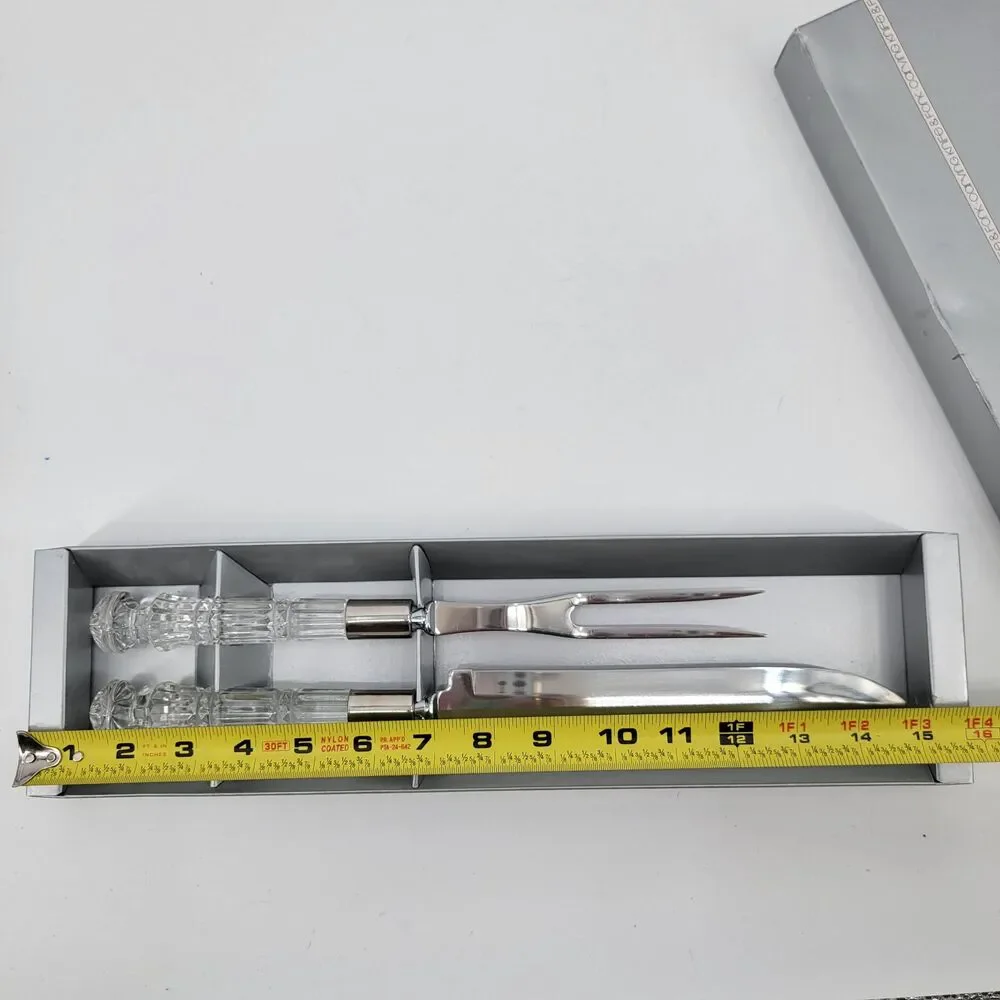 Vintage Toscany Collection 2720 Paris Crystal Handle Carving Set Japan Open Box